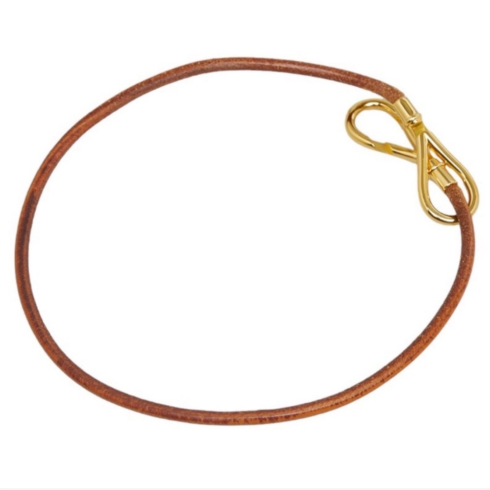 HERMES Dark Brown Plated Leather Choker/ Bracelet - Picture 4 of 4